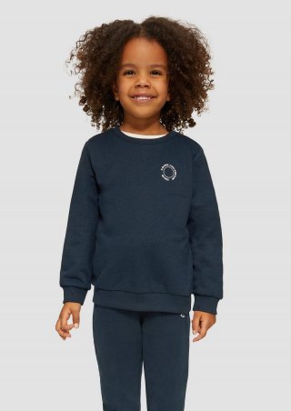 s.Oliver Unisex Sweatshirt mit Rippbündchen und kleinem Print-Detail - navy