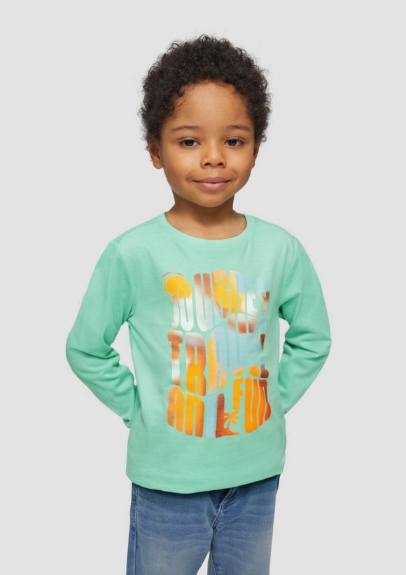 s.Oliver Jersey-Longsleeve mit Frontprint - türkis