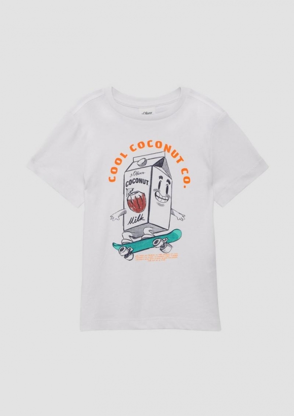 s.Oliver T-Shirt aus Baumwolle mit Frontprint - weiß