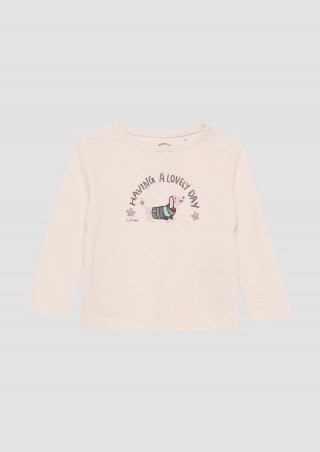 s.Oliver Langarmshirt mit Glitzerprint - helles sand
