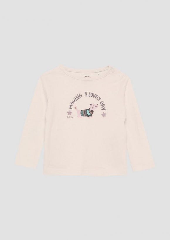 s.Oliver Langarmshirt mit Glitzerprint - helles sand