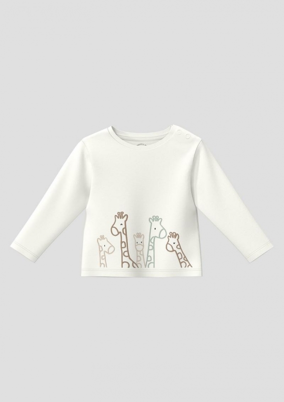 s.Oliver Unisex Longsleeve mit Giraffen-Print - ecru
