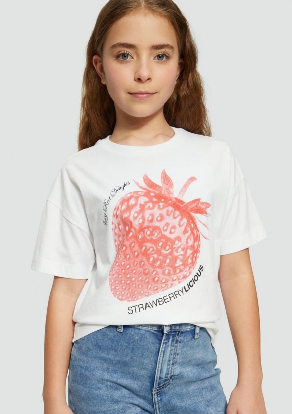 s.Oliver Boxy T-Shirt mit Frontprint - weiß
