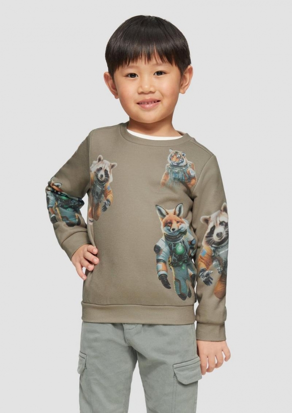 s.Oliver Sweatshirt mit All-over-Print - beige