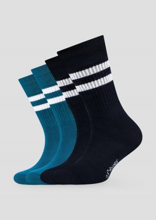 s.Oliver 2er-Pack Socken mit Streifen-Detail - aquamarin