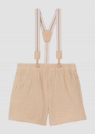 s.Oliver Musselin-Shorts mit abnehmbaren Hosenträgern - beige