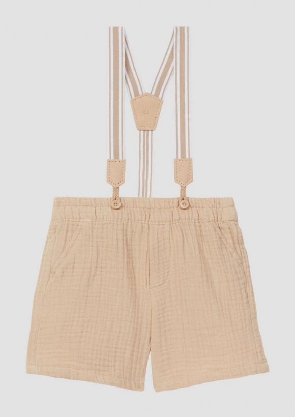 s.Oliver Musselin-Shorts mit abnehmbaren Hosenträgern - beige