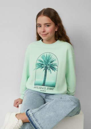 s.Oliver Oversize-Sweatshirt mit Frontprint - ozeangrün