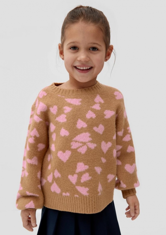 s.Oliver Strickpullover mit Herz-Muster - sandstein