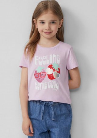 s.Oliver Jersey-T-Shirt im Loose Fit mit Effektprint - rosa