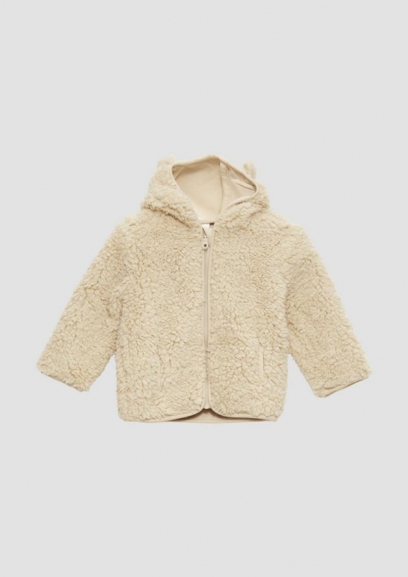 s.Oliver Teddyplüsch-Jacke mit Öhrchen - helles beige