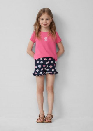 s.Oliver Jersey-Shorts mit Rüschen und Elastikbund - tiefblau