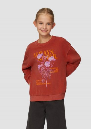 s.Oliver Gewaschenes Oversized-Sweatshirt mit Neon-Print - rubinrot