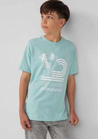 s.Oliver Jersey-T-Shirt mit gummiertem Frontprint - ozeangrün