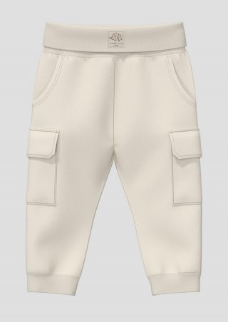 s.Oliver Unisex Jogpants aus Sweat mit Elastikbund und Cargotaschen - helles beige