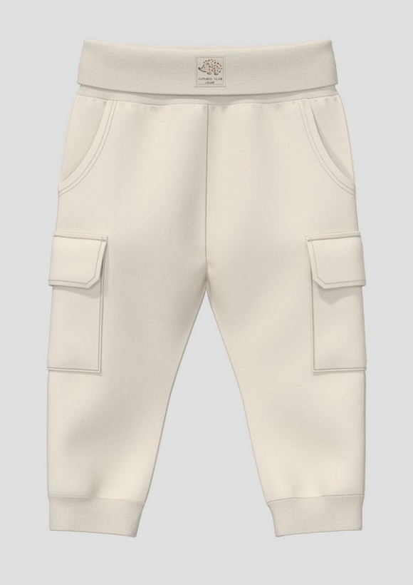 s.Oliver Unisex Jogpants aus Sweat mit Elastikbund und Cargotaschen - helles beige