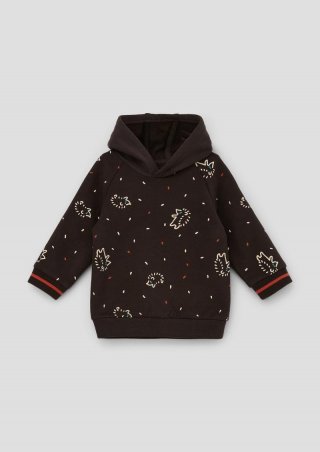 s.Oliver Kapuzensweatshirt mit Allover-Print - dunkelbraun