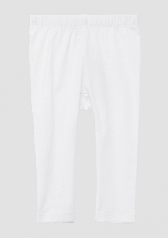 s.Oliver Weiche Leggings mit Elastikbund und Mausezahnkante - weiß