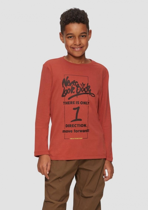 s.Oliver Langarmshirt mit Schriftprint - rubinrot