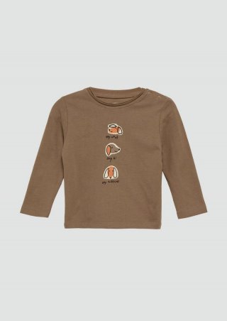 s.Oliver Langarmshirt mit Frontprint - cognac