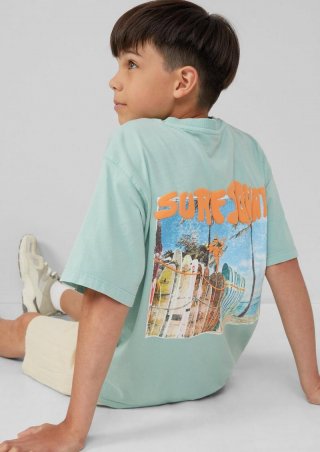s.Oliver T-Shirt mit Used-Effekt und Rückenprint - ozeangrün