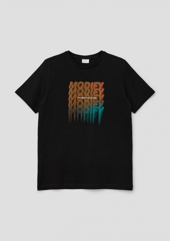 s.Oliver T-Shirt mit Statement-Print - schwarz