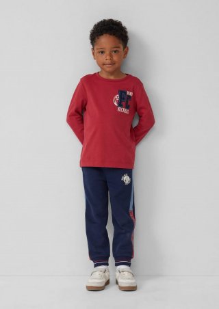 s.Oliver Jogginghose aus Baumwollmix mit Colour-Block-Details - tiefblau