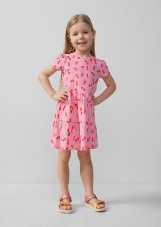 s.Oliver Ausgestelltes Stufenkleid mit Puffärmeln - pink