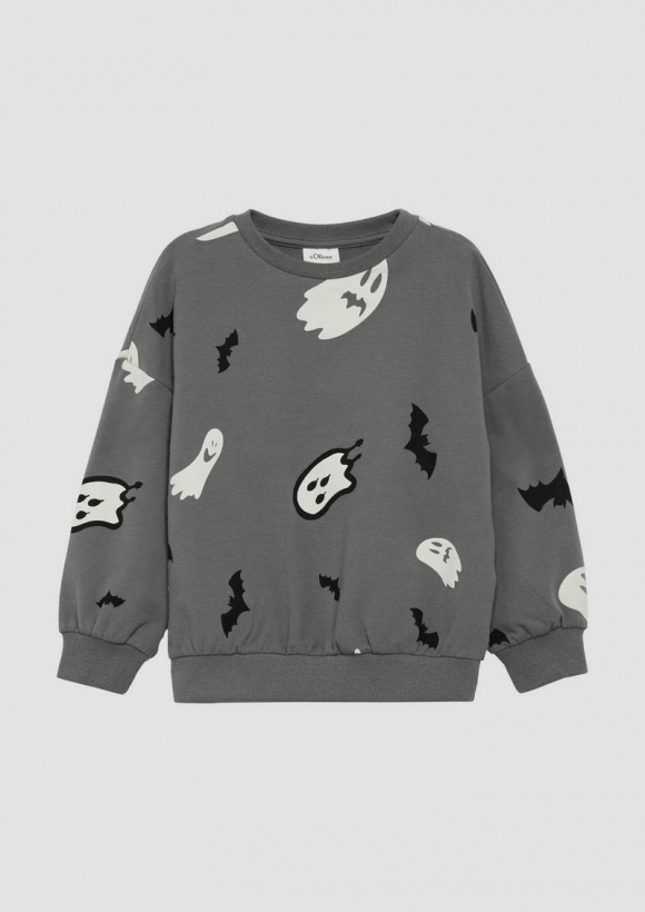 s.Oliver Unisex Sweatshirt mit Halloween-Print - grau