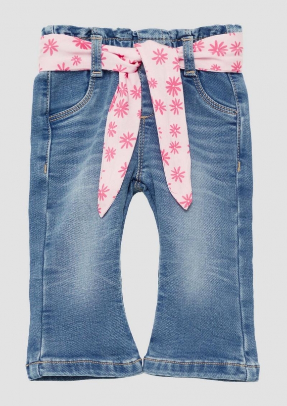 s.Oliver Jeans mit Flared Leg und elastischem Paperbag-Bund - blau