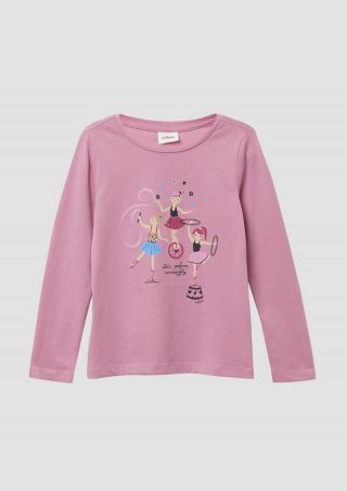 s.Oliver Longsleeve im Regular Fit mit Glitzerprint - pink
