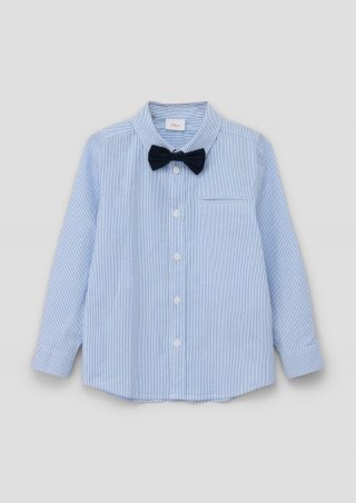 s.Oliver Festives Hemd im Slim Fit mit abnehmbarer Fliege - royalblau