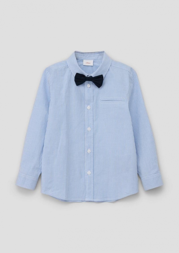 s.Oliver Festives Hemd im Slim Fit mit abnehmbarer Fliege - royalblau