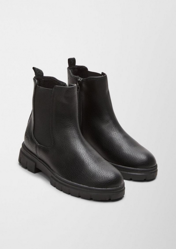 s.Oliver Chelsea Boots in Lederoptik - schwarz