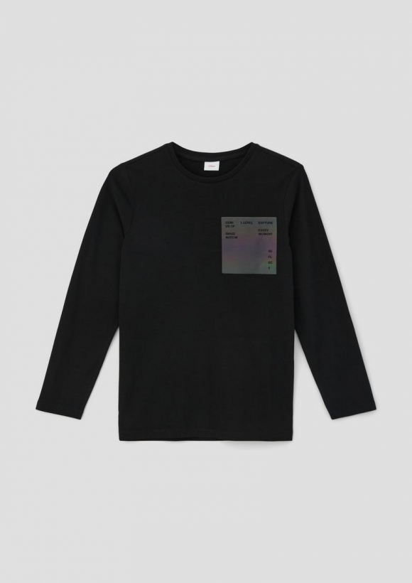 s.Oliver Longsleeve mit Effektprint - schwarz
