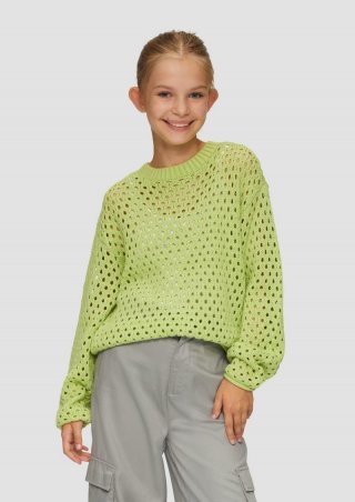 s.Oliver Strickpullover mit Lochmuster im Boxy-Schnitt - hellgrün