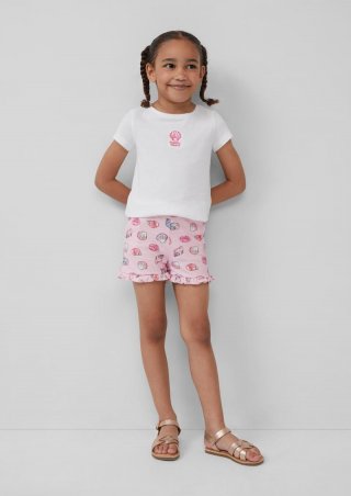 s.Oliver Jersey-Shorts mit Rüschen und Elastikbund - zartrosa