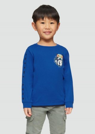 s.Oliver Longsleeve mit gummierten Prints - royalblau
