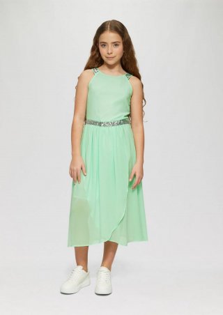 s.Oliver Midikleid aus Chiffon mit Pailletten-Details - ozeangrün