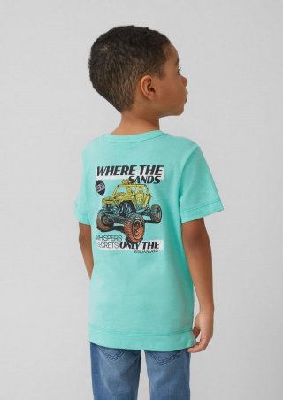 s.Oliver Jerseyshirt aus Baumwolle mit Front- und Rückenprint - türkis