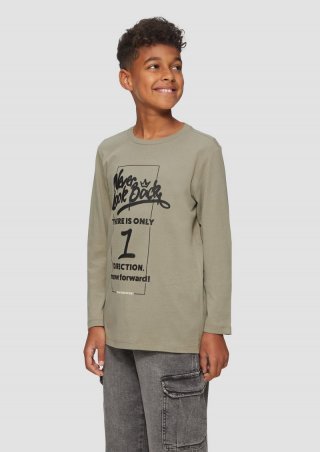 s.Oliver Langarmshirt mit Schriftprint - tannengrün