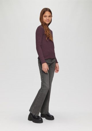 s.Oliver Jeans Beverly / Regular Fit / High Rise / Flared Leg / Strass-Details - grau meliert