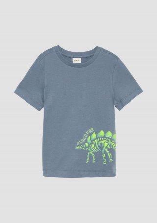 s.Oliver Weiches Baumwoll-T-Shirt mit Silicon-Print - blassblau