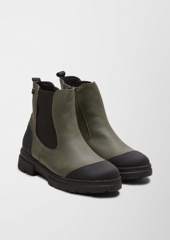 s.Oliver Stiefeletten mit Teddyfutter - olivgrün
