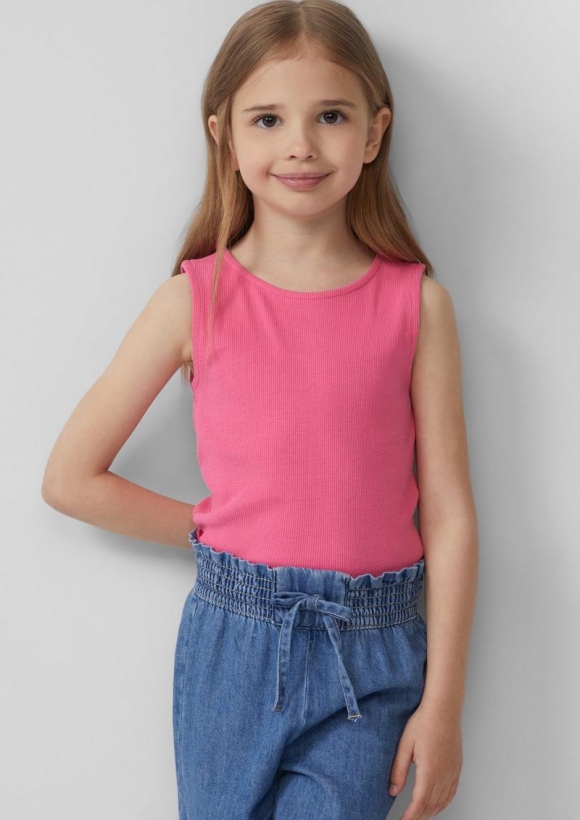 s.Oliver Ripp-Top mit Cut-out am Rücken - pink