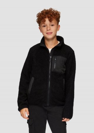s.Oliver Jacke aus Teddyplüsch im Fabricmix - schwarz