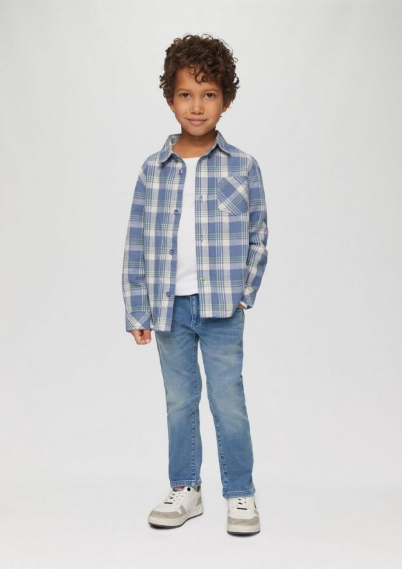 s.Oliver Jeans Pelle / Regular Fit/ Mid Rise / Straight Leg / neonfarbene Nieten - blau
