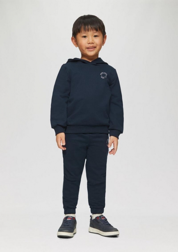 s.Oliver Unisex Jogginghose aus Sweat mit kleinem Print-Detail - navy