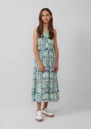 s.Oliver Midikleid aus Viskose mit Rüschenkragen - navy