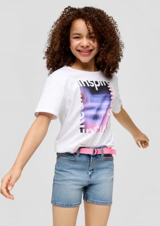 s.Oliver Jeans-Short / Regular Fit / Mid Rise / Straight Leg / Stoffgürtel - blau